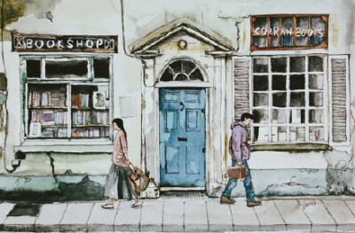 来自LOFTER插画师lanski的一些街头风光水彩画作品，画的是南方的一些小镇或城市的建筑，很值得欣赏的水彩画，enjoy~