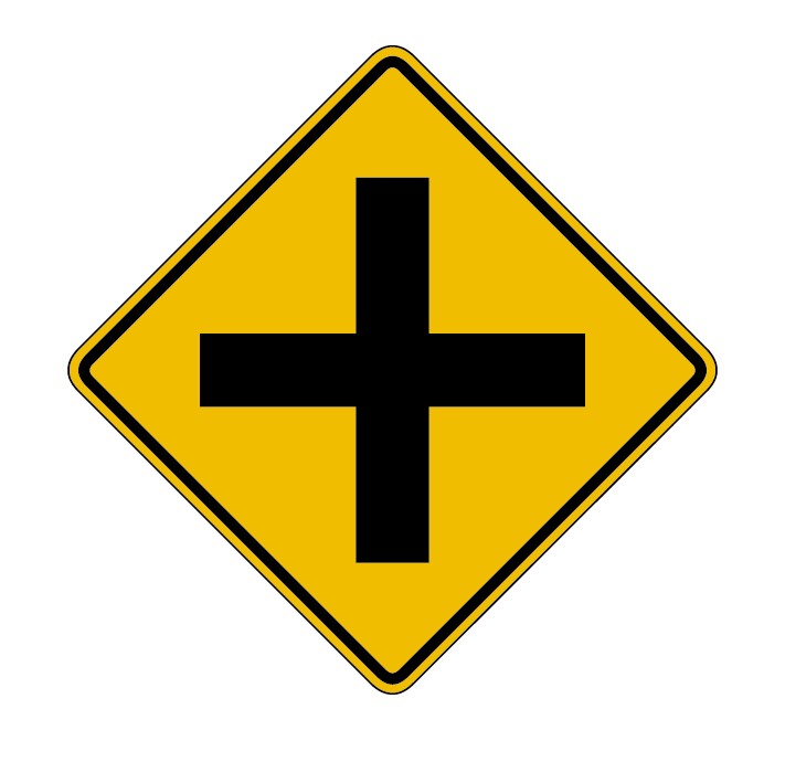 十字路口道路交通标志汽车标志