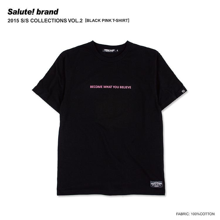 Salute! brand 2015 SUMMER BLACK PINK TEE 粉色标语 黑色T恤