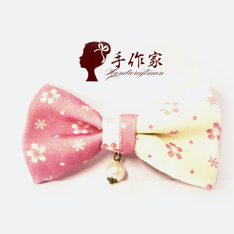 手作家原创手工发饰韩版森女日系粉色樱花可爱蝴蝶结发夹胸针领花