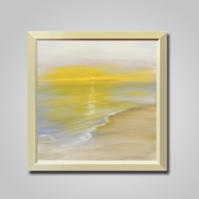 定制 VERY-ART手绘海景油画 现代唯美海景日出印象写实油画带框画