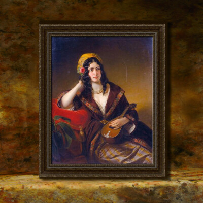 VERY-ART纯手绘 超写实西方古典宫廷女性人物肖像 高贵奢华油画