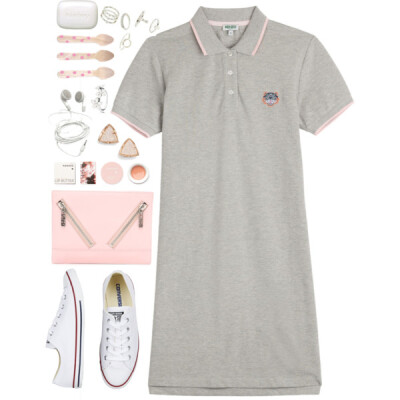 #pink #grey #white #converse #sneakers #dress #summer #sport #holiday #fashion #style #beauty #makeup #jewellery