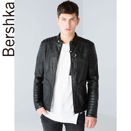 Bershka 2015新品男士人造革装饰夹棉外套 01302073