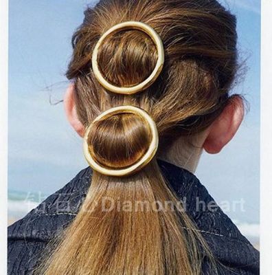 钻石心 大牌秀场极简弹簧厚金属时髦发夹hair accessories