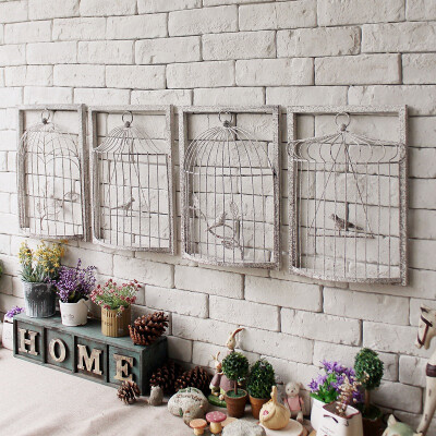 美式乡村复古铁艺立体鸟笼相框背景墙饰壁挂咖啡馆酒吧店铺装饰品