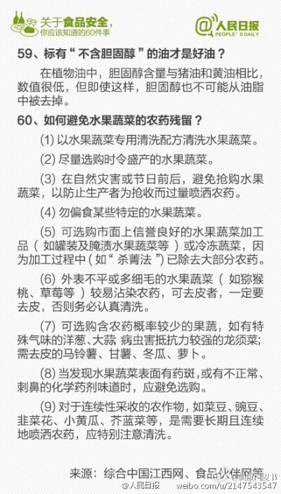 【关于食品安全，你应该知道的60件事】