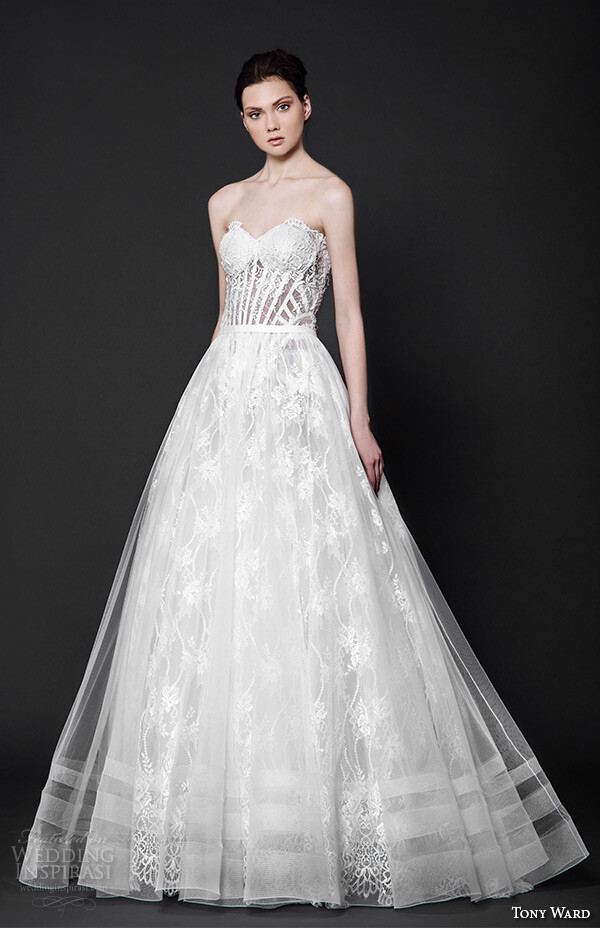 tony ward 2016 bridal strapless sweetheart neckline corset bodice a line wedding dress rhea壁纸 婚纱 礼服 裙子 时尚 摄影