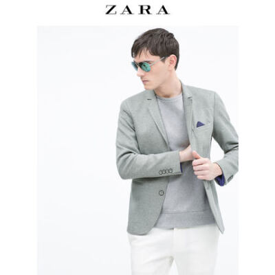 春夏折扣 ZARA 男装 撞色细边西装外套 00706461802