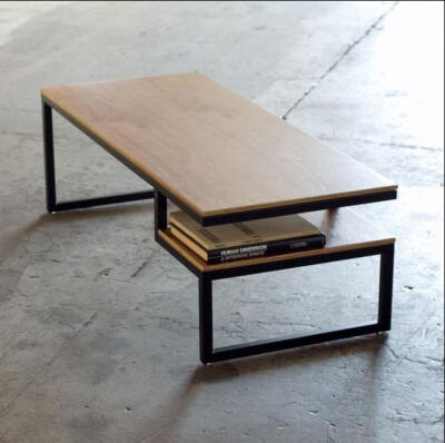 美式乡村铁艺复古茶几 铁艺茶几实木桌子置物架电脑桌书房书桌