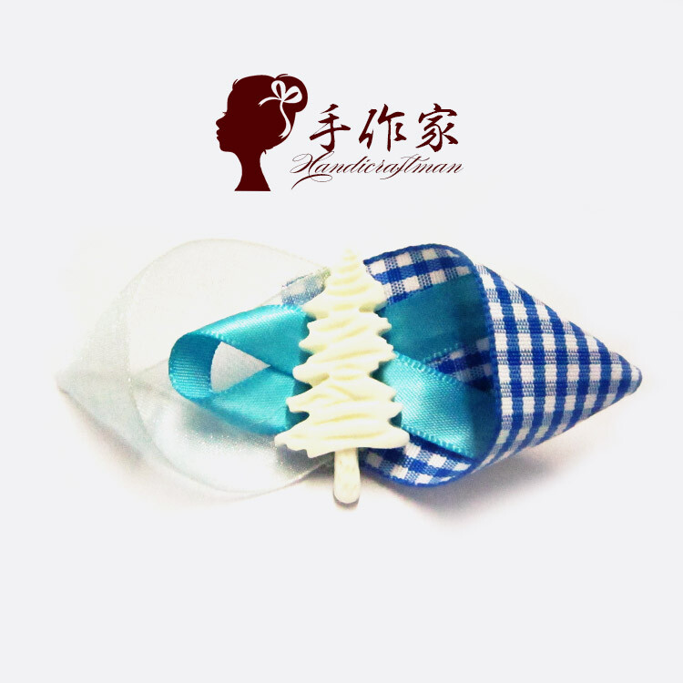 手作家原创手工发饰韩版森女日系可爱白树蓝色蝴蝶结发夹发圈胸针发带发箍头饰配饰饰品