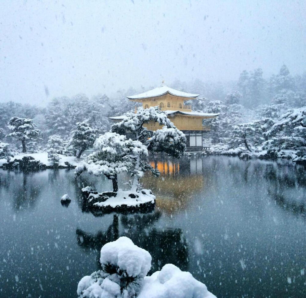 雪中京都金阁寺