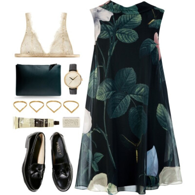 A fashion look from June 2015 featuring black dress, lace bra and Jil Sander. Browse and shop related looks.