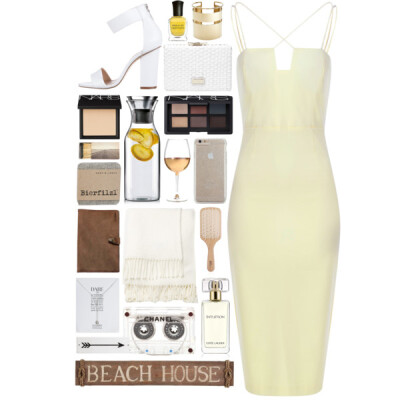 A fashion look from June 2015 featuring beige dress, white leather shoes and bow purse. Browse and shop related looks.