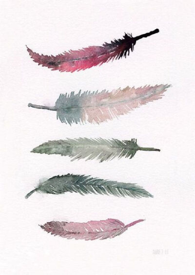 叶子是不会飞翔的翅膀，翅膀是落在天上的叶子。丨来自丹麦水彩画家Annemette Klit。