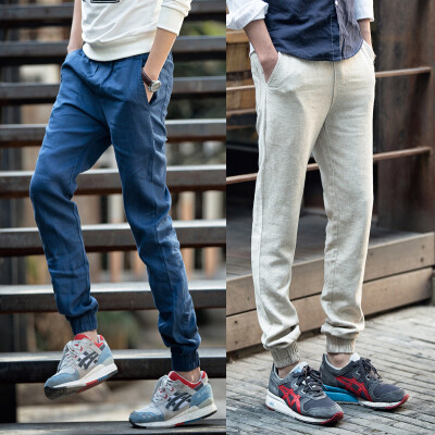 2015夏季收脚休闲裤男士加肥加大码束脚裤日系小脚哈伦裤韩版潮薄