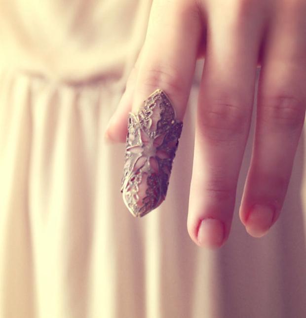 波兰handmade 手作罕见复古高端奢华特色碎花蕾丝关节戒指
