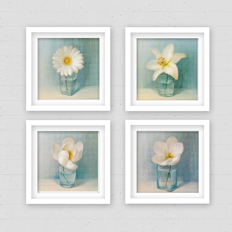 现代简约小清新花卉时尚有框装饰画 书房卧室客厅沙发壁画挂画