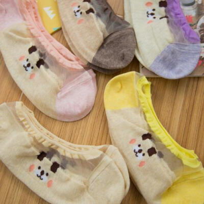 日本单Tu家小熊水晶船袜子 玻璃水晶丝船袜 袜类7双