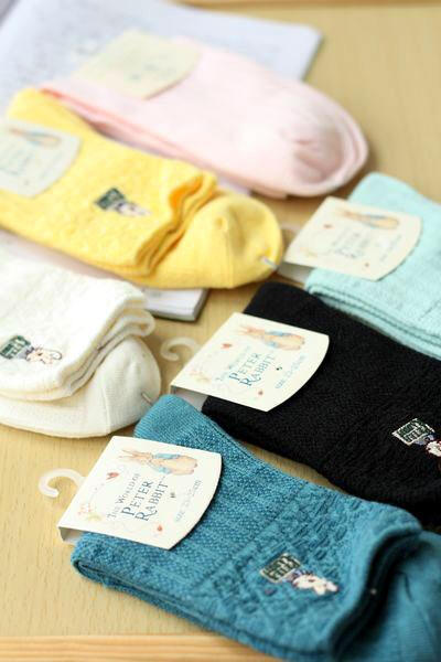 可爱彼得兔袜子 全棉刺绣可爱中筒纯色袜子 袜类7双