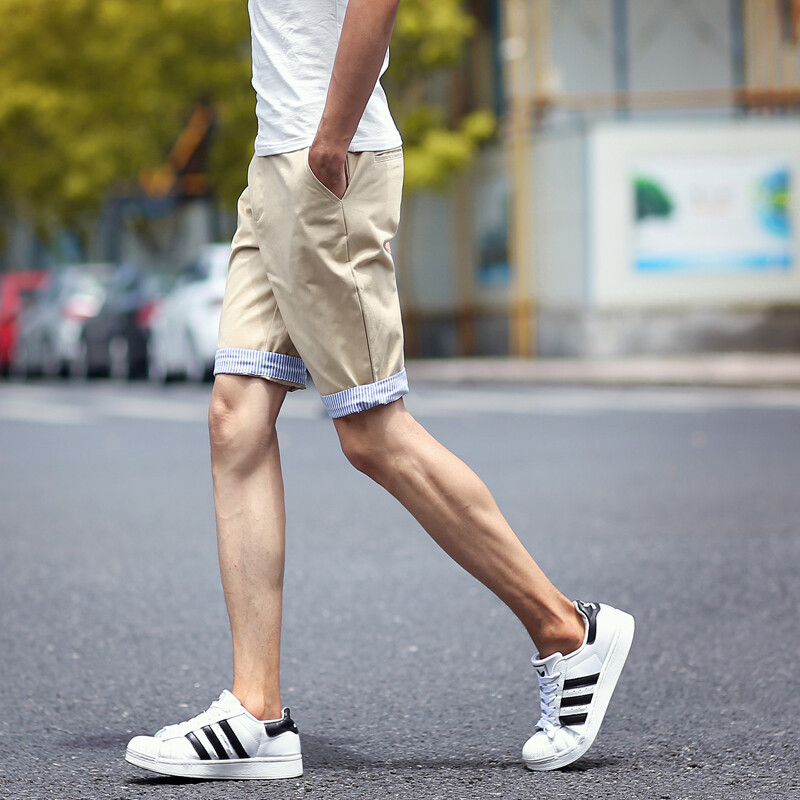 夏季新款日系男装短裤潮男装五分裤休闲韩版直筒裤纯棉修身沙滩裤