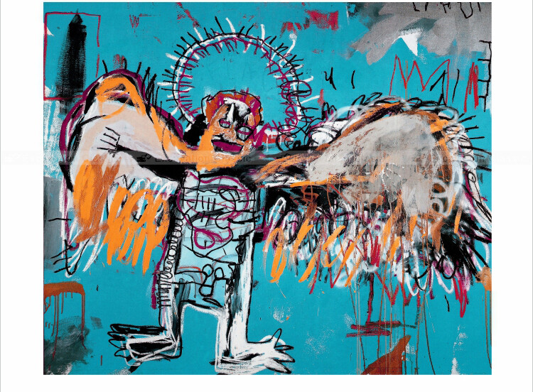 经典挖掘机 BASQUIAT巴斯奎特 堕落天使涂鸦抽象现代无框画装饰画