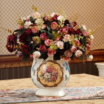欧式复古家饰客厅摆件陶瓷插花瓶花盆台面花器创意餐桌花瓶子摆设