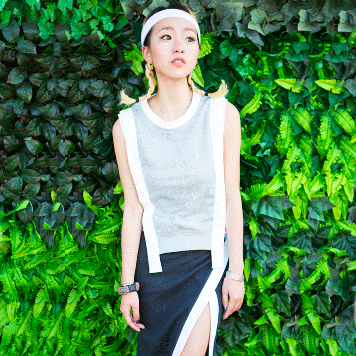 YUZUKI.S2015SS NEW COLLECTION后镂空长肩带背心