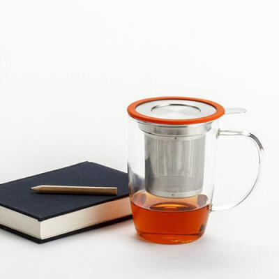 美国FORLIFE茶具 新叶 盐酸玻璃泡茶杯 带创意不锈钢过滤器