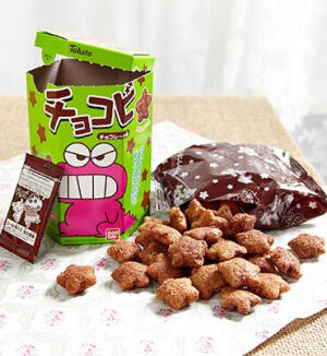 日本进口零食品 桃哈多Tohato 蜡笔小新粟米星星巧克力味饼干