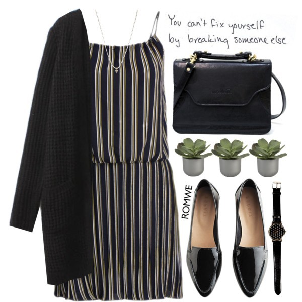 Dress: http://romwe.com/Spaghetti-Strap-Vertical-Striped-Chiffon-Dress-p-112232-cat-664.html?utm_source=polyvore&amp;amp;utm_medium=set&amp;amp;url_from=mihreta-m … Cardigan: http://romwe.com/Pockets-Knit-Black-Cardigan-p-103207-cat-684.html?SASSource=shar …