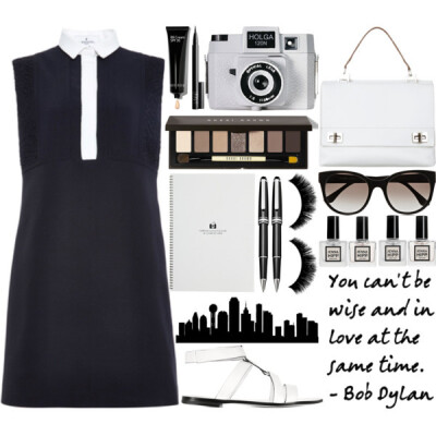 Jul 1st, 2015 @bibibaubau http://polyvore.com/shirtdress/set?id=166504820 … #shirtdress#blackandwhite#flatsandals