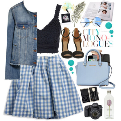 #personalstyle #beoriginal #blue #look #plaid #denimjacket #michaelkors #sandals