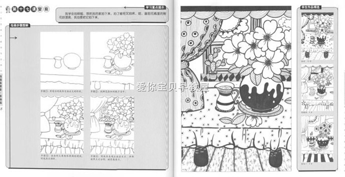 正版 青少年宮美術教學專業教材 線描畫課堂 人物景物動物創意篇