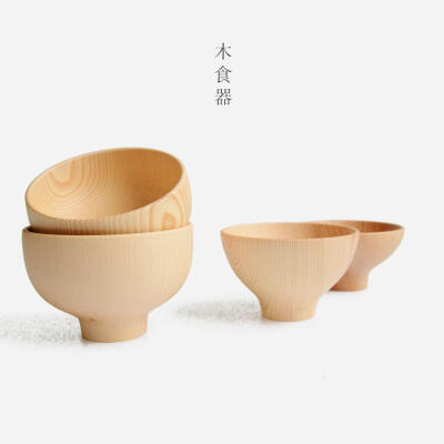 创意日式木质餐具宝宝儿童吃饭小木碗圆碗小菜碗套装碗盘家用饭碗
