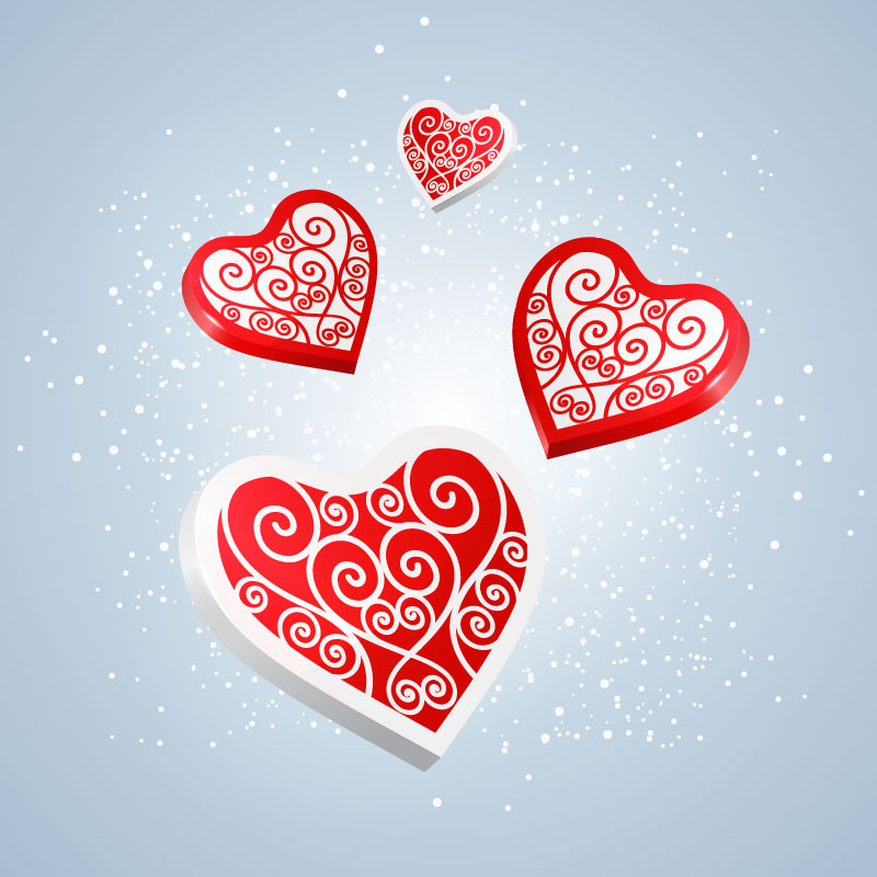 红色花纹爱心片矢量素材素材格式ai素材关键词花纹光晕爱心