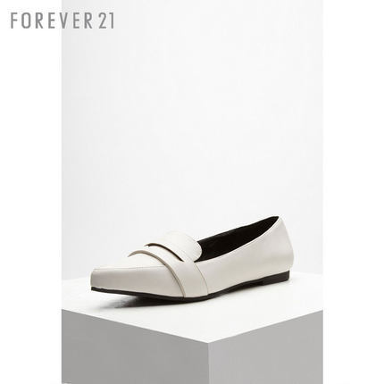 25日上新 FOREVER21 女鞋 F21仿皮尖头平底乐福鞋