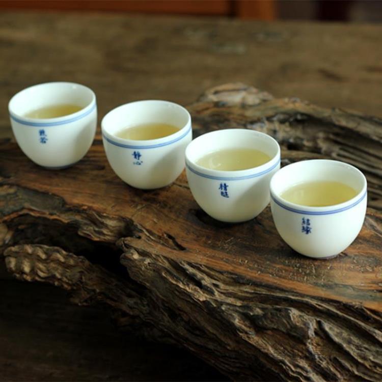 东篱 景德镇手绘青花瓷双线品茗杯 茶道配件 陶瓷茶盏 功夫茶茶具