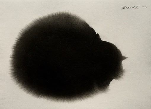 插画师Endre Penovác的水墨画风格的猫咪插画作品，逼真细致的绘画让猫的毛绒绒的感觉扑面而来。跃然纸上的喵~