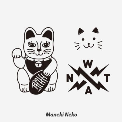 NEUF弗 创意纹身贴《纳福招财猫》闪电小猫 好运速速来