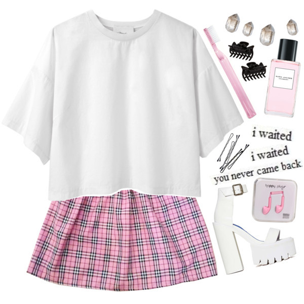 A fashion look from May 2015 featuring cotton tee, crop skirt and jeffrey campbell sandals. Browse and shop related looks.