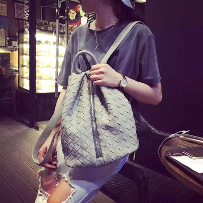 编织双肩包2015夏季欧美街头百搭时尚女式背包休闲旅行包大包