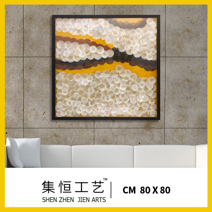 定制 装饰画集恒实物画天然贝壳画简约手工画立体画客厅壁画工厂包邮