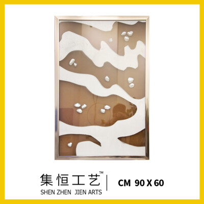 定制 工厂直营集恒实物画样板间装饰画石头田中式客厅装饰画现货包邮