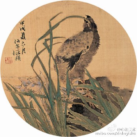 #夏日清凉赏扇面#任伯年是我国近代绘画史上杰出的画家，是近代中国花鸟画承前启后的巨匠。他的花鸟画富有巧趣，早年以工笔见长，&amp;quot;仿北宋人法，纯以焦墨钩骨，赋色肥厚，近老莲派。&amp;quot;王雪涛说他用色非常讲究，尤其是用粉，近百年来没有一个及得过他。