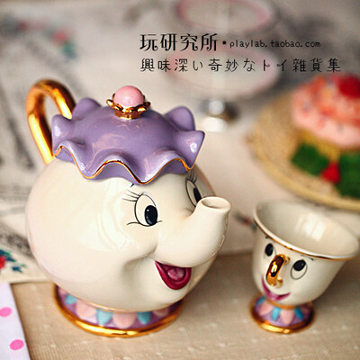 【包邮】Disney日本迪斯尼正品Mrs. Potts&amp;amp;Chip 茶煲太太陶瓷茶壶