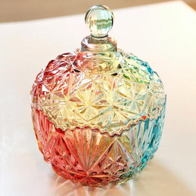彩色玻璃糖果罐 欧式储物罐干果罐茶叶罐礼物创意家居装饰器皿