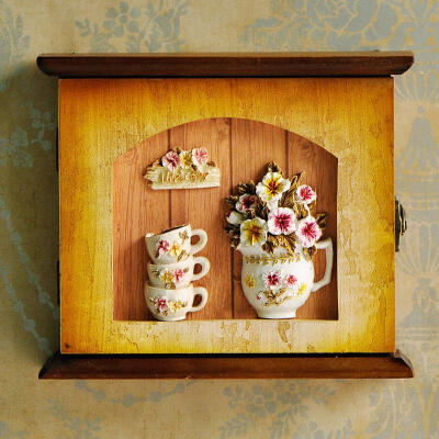 优贝家 浪漫下午茶欧式乡村钥匙盒壁挂家居收纳墙面电表箱装饰品