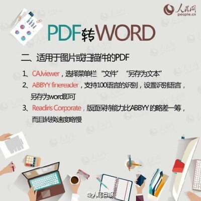 【PDF、WORD、PPT、TXT转换方法】不知道PDF文件怎么转换成Word？还在一个字一个字敲？不同文件格式间的转换方法↓↓不管论文还是工作，你一定用得到！转发收藏！@人民网