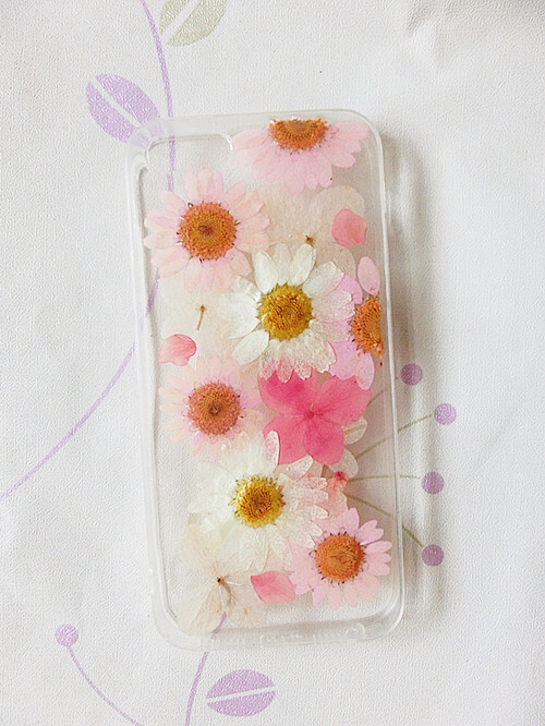 A RUAN 独家订制手工干花粉色系滴胶手机壳iphone5s/iPhone6